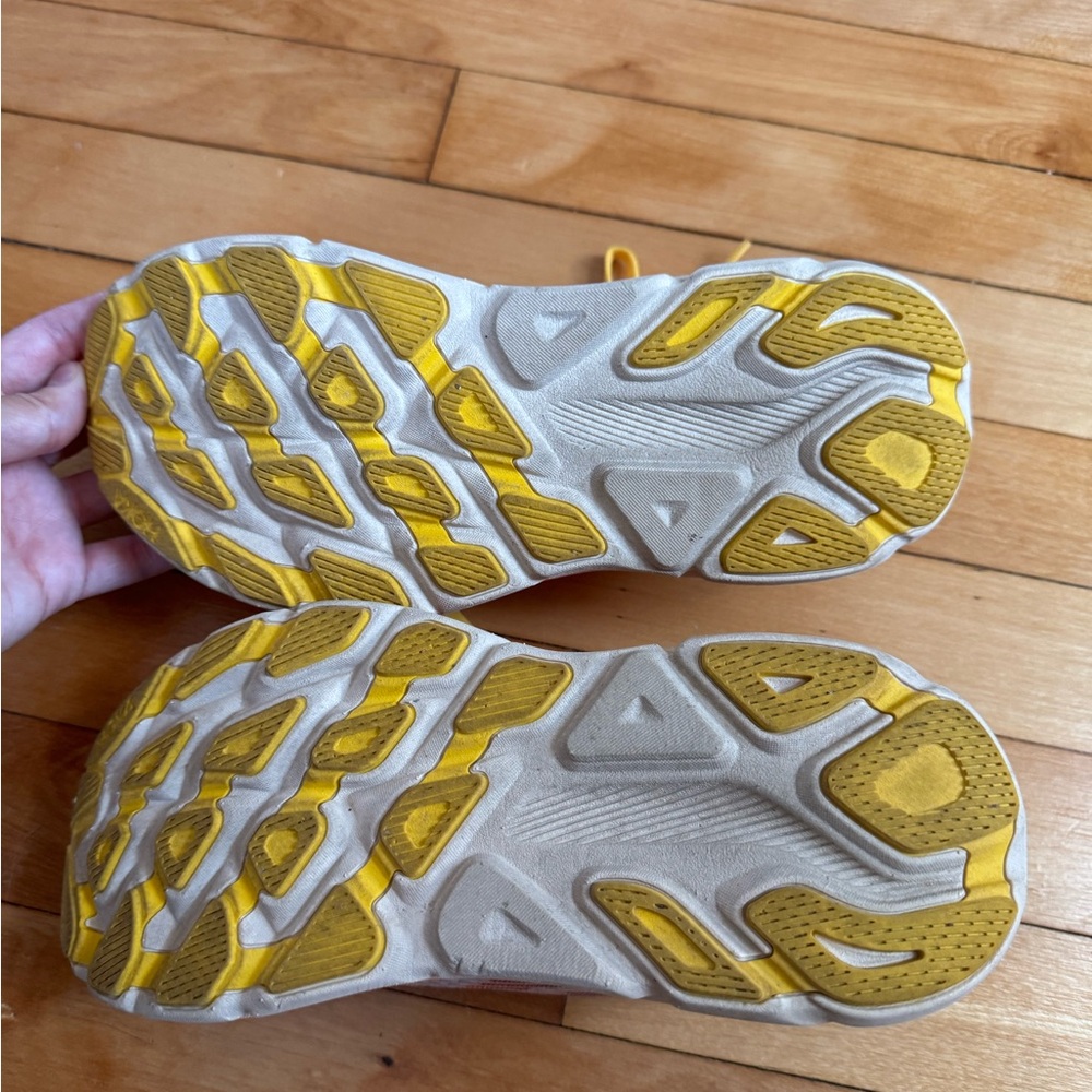 Hoka Orange and Blue Sneakers with Cushioned Midsole Clifton 9 - Picture 3 of 3